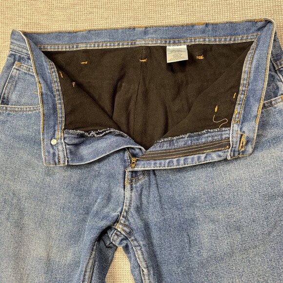 Key Jeans Mens Blue Denim Straight Leg Pants Flannel Lined Pockets Size 34X32 - Picture 3 of 12